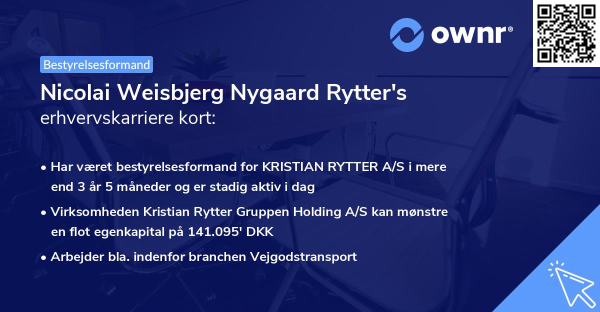 Nicolai Weisbjerg Nygaard Rytter's erhvervskarriere kort