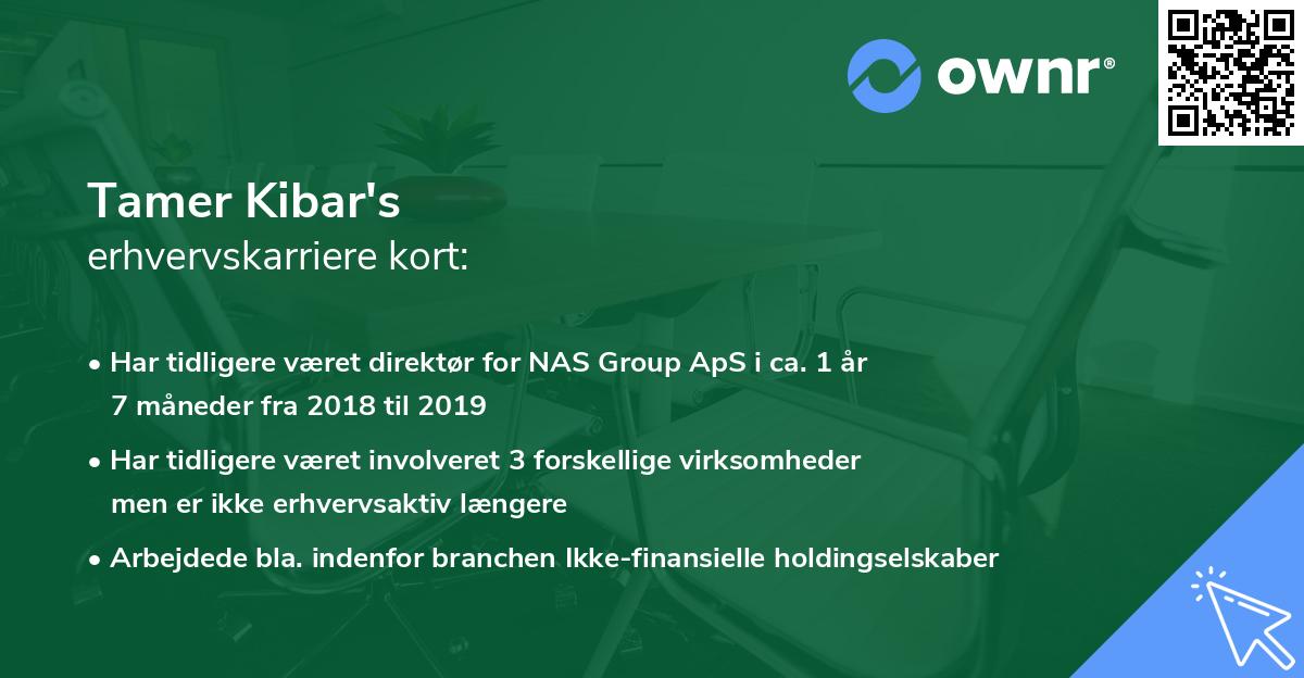 Tamer Kibar's erhvervskarriere kort