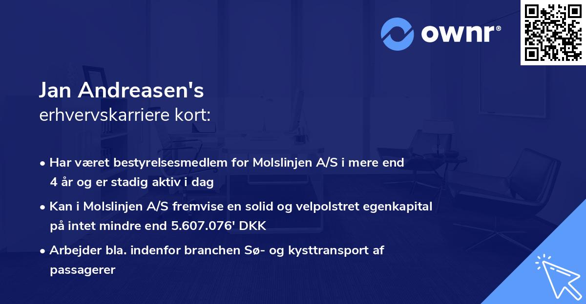 Jan Andreasen's erhvervskarriere kort