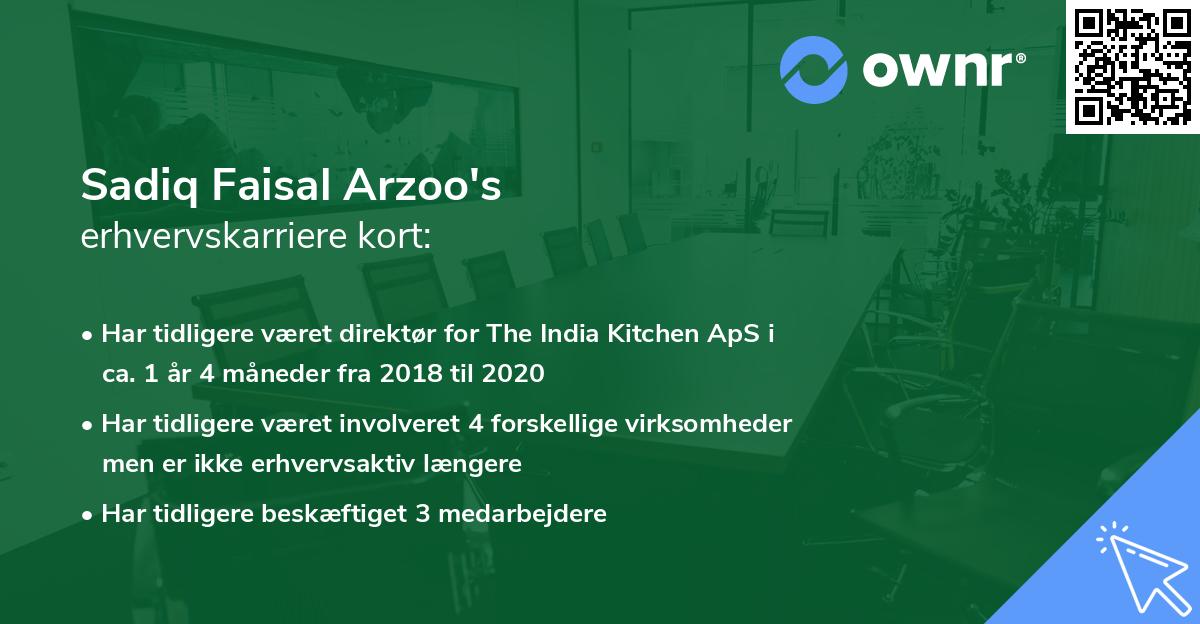 Sadiq Faisal Arzoo's erhvervskarriere kort