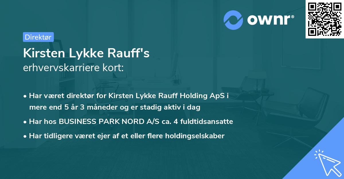 Kirsten Lykke Rauff's erhvervskarriere kort