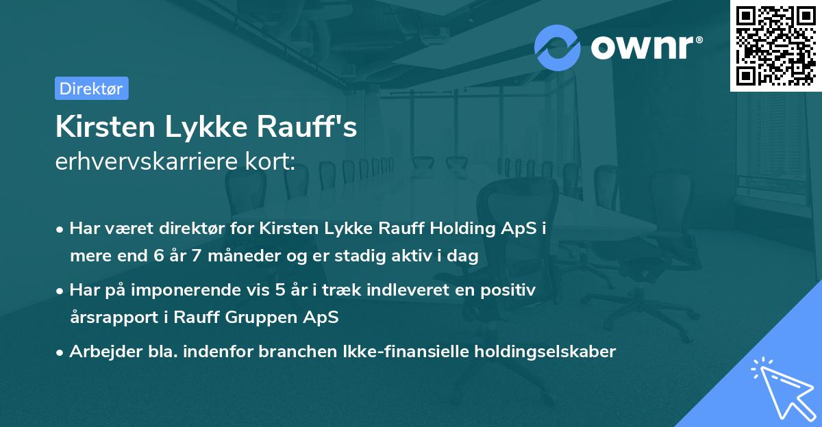 Kirsten Lykke Rauff's erhvervskarriere kort
