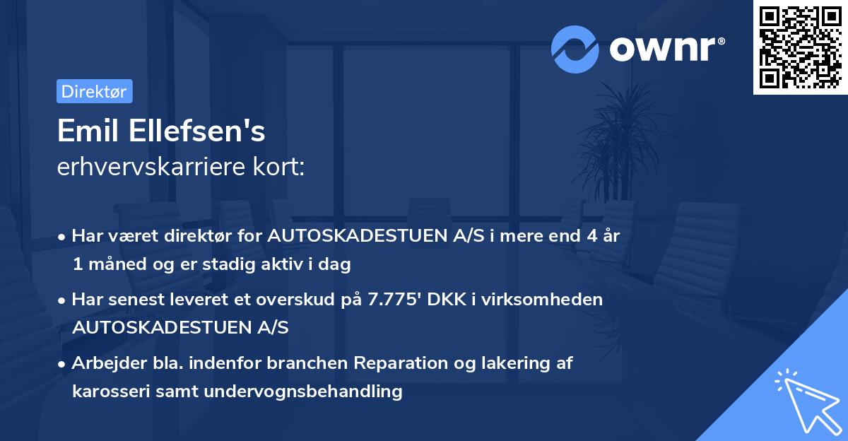 Emil Ellefsen's erhvervskarriere kort