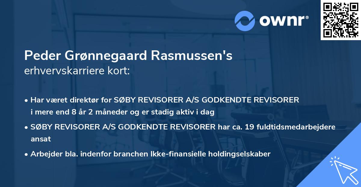 Peder Grønnegaard Rasmussen's erhvervskarriere kort