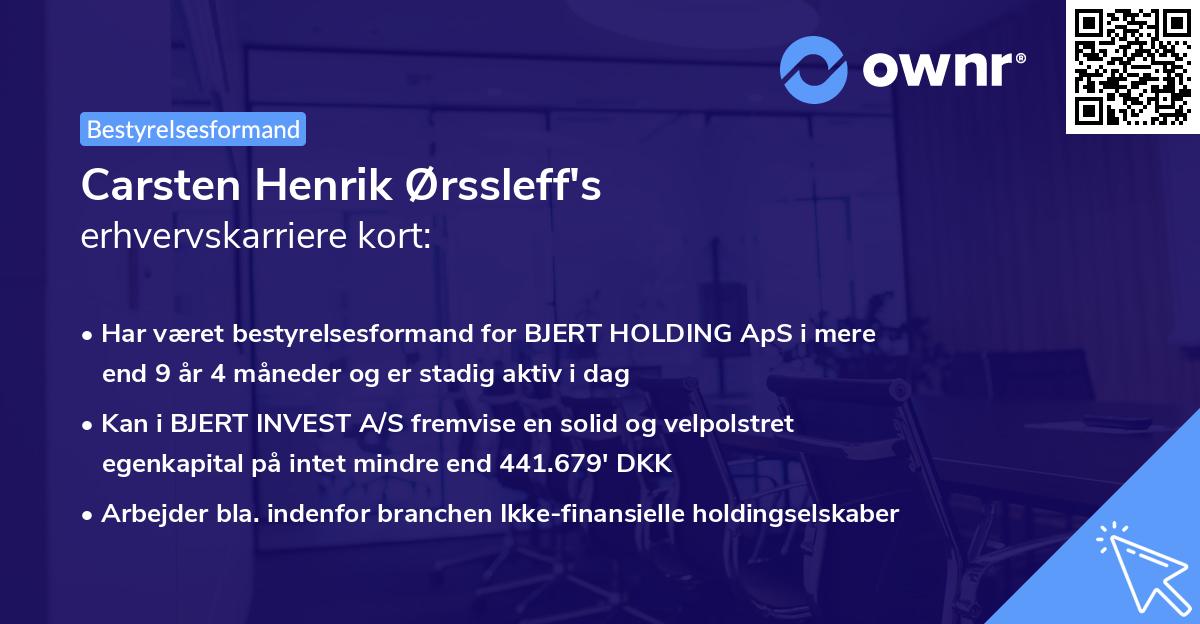 Carsten Henrik Ørssleff's erhvervskarriere kort