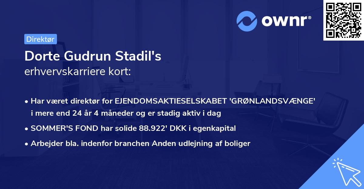 Dorte Gudrun Stadil's erhvervskarriere kort