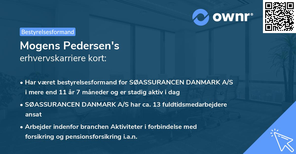 Mogens Pedersen's erhvervskarriere kort