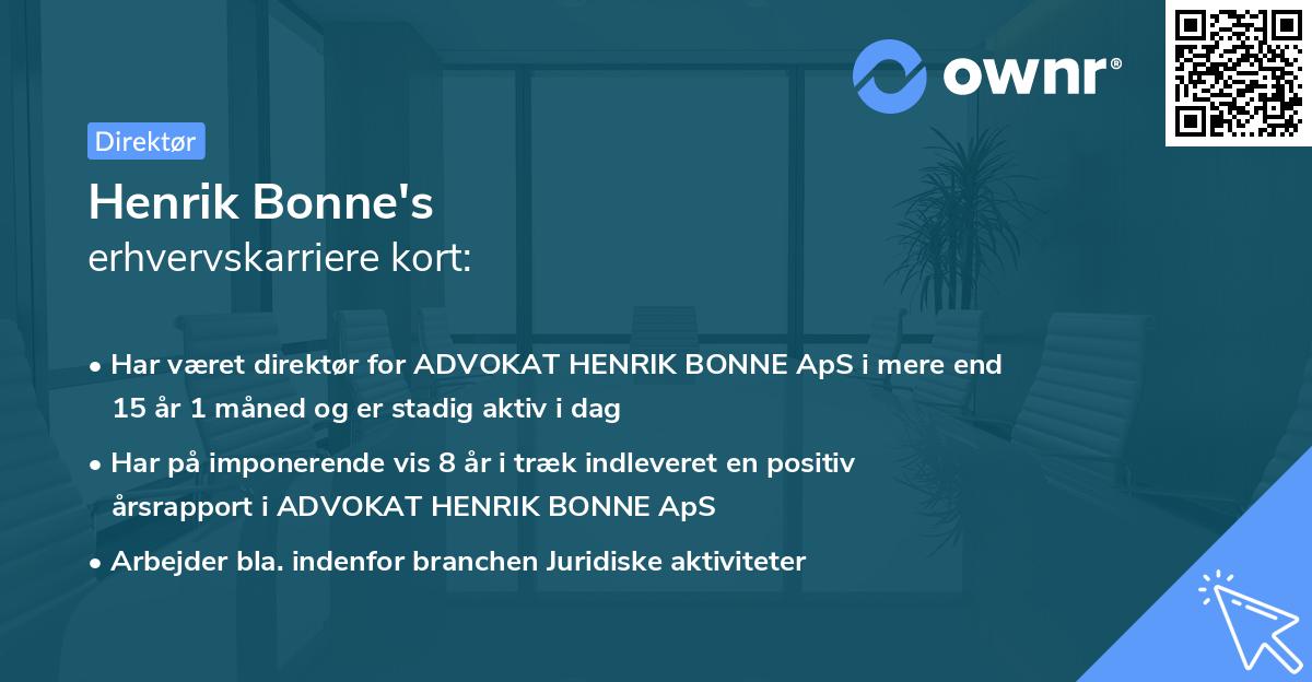 Henrik Bonne's erhvervskarriere kort