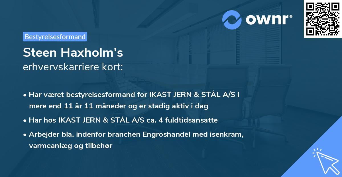 Steen Haxholm's erhvervskarriere kort