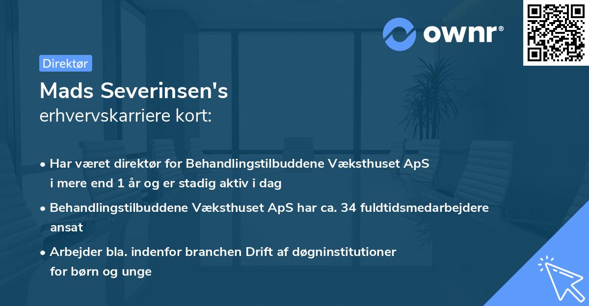 Mads Severinsen's erhvervskarriere kort