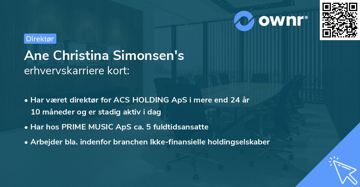 Ane Christina Simonsen's erhvervskarriere kort