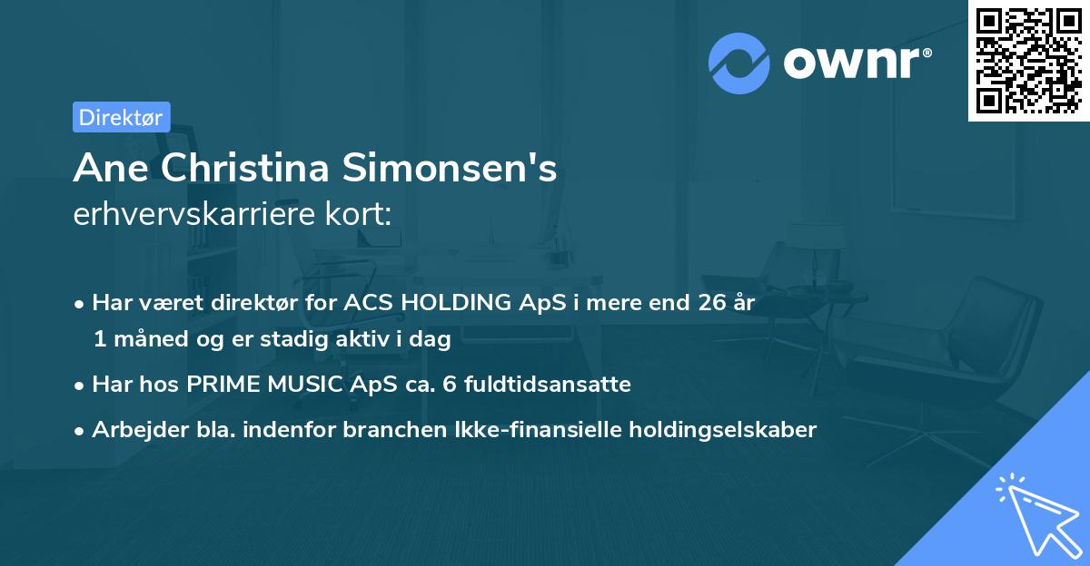 Ane Christina Simonsen's erhvervskarriere kort
