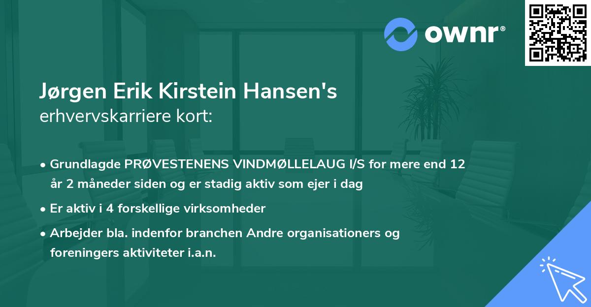 Jørgen Erik Kirstein Hansen's erhvervskarriere kort