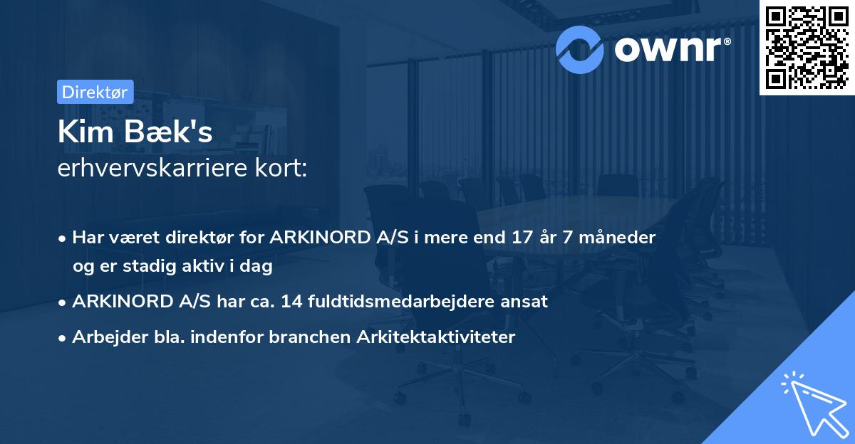Kim Bæk's erhvervskarriere kort