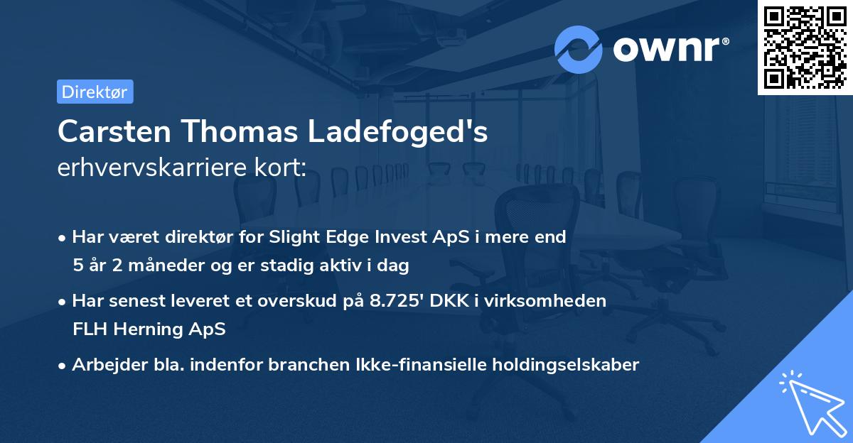 Carsten Thomas Ladefoged's erhvervskarriere kort