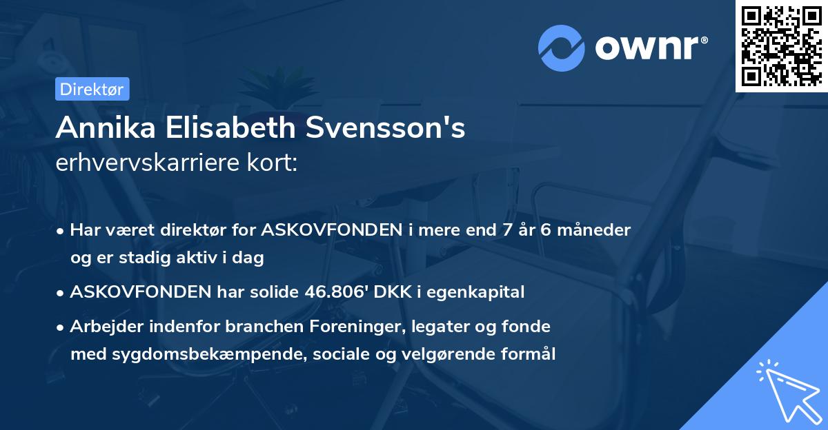 Annika Elisabeth Svensson's erhvervskarriere kort