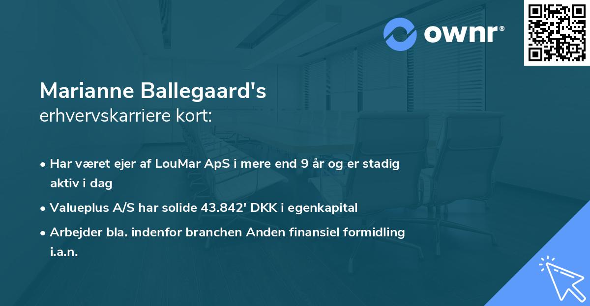 Marianne Ballegaard's erhvervskarriere kort
