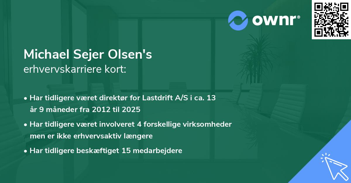 Michael Sejer Olsen's erhvervskarriere kort