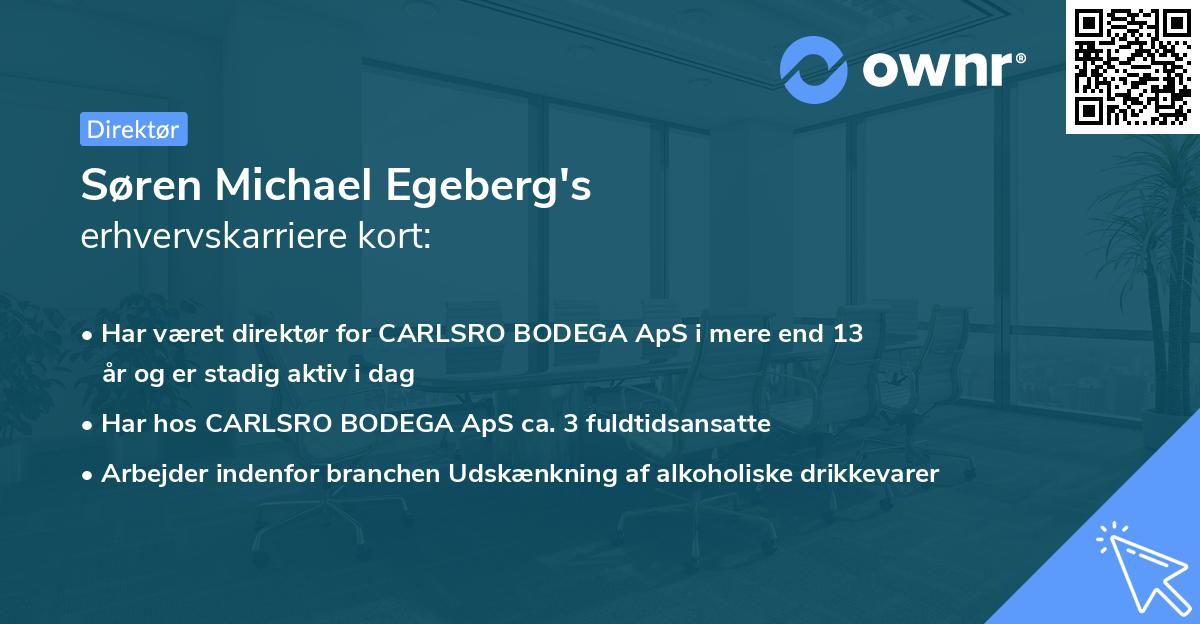 Søren Michael Egeberg's erhvervskarriere kort