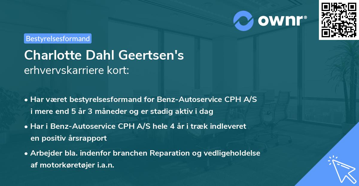 Charlotte Dahl Geertsen's erhvervskarriere kort