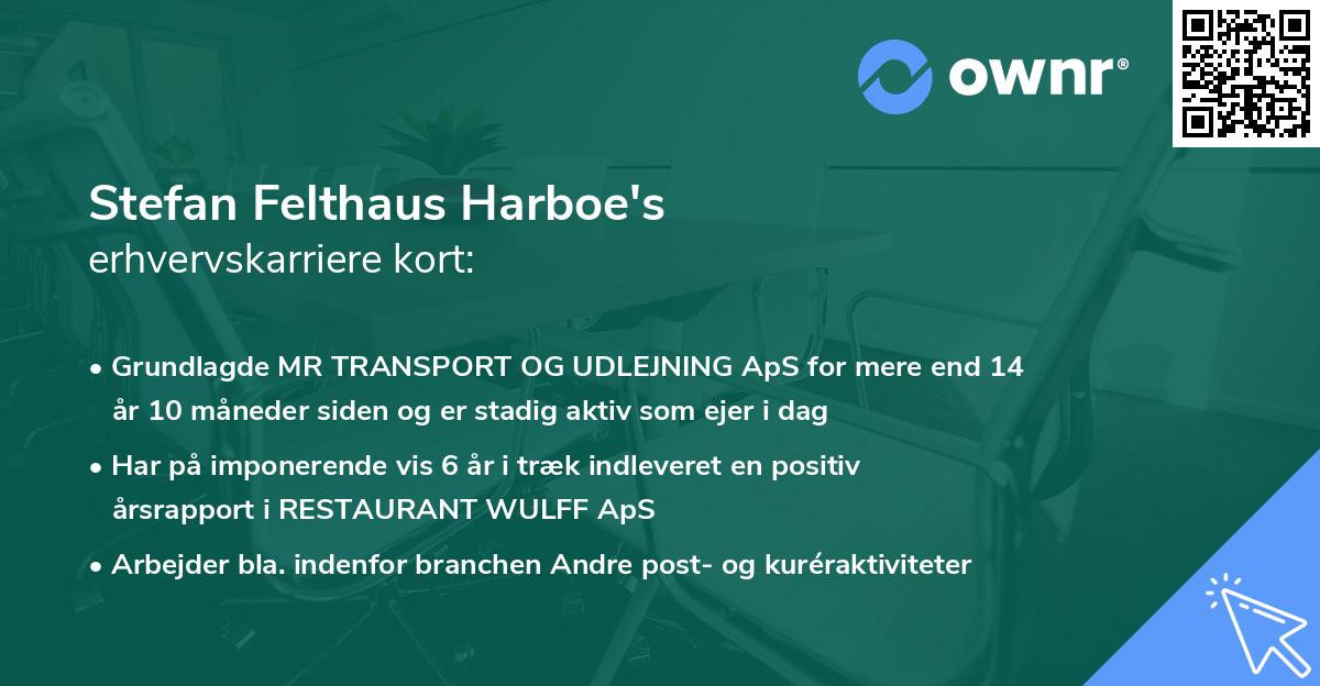 Stefan Felthaus Harboe's erhvervskarriere kort