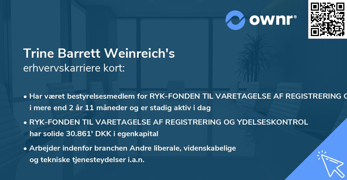 Trine Barrett Weinreich's erhvervskarriere kort