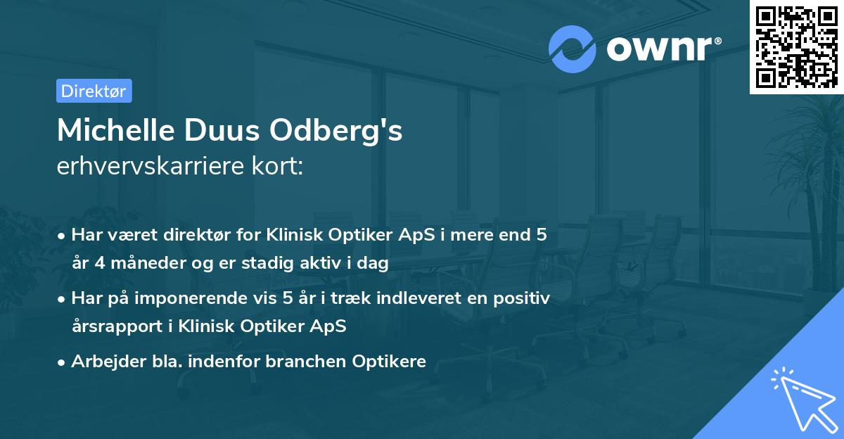 Michelle Duus Odberg's erhvervskarriere kort