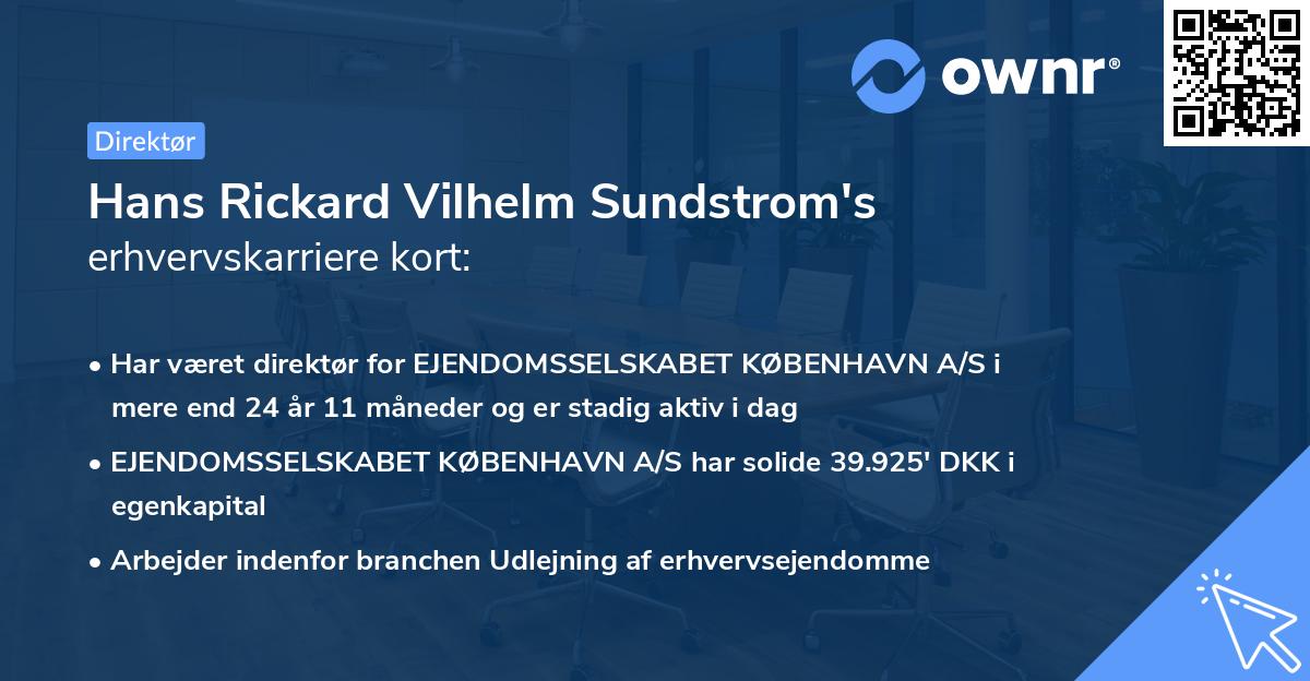 Hans Rickard Vilhelm Sundstrom's erhvervskarriere kort