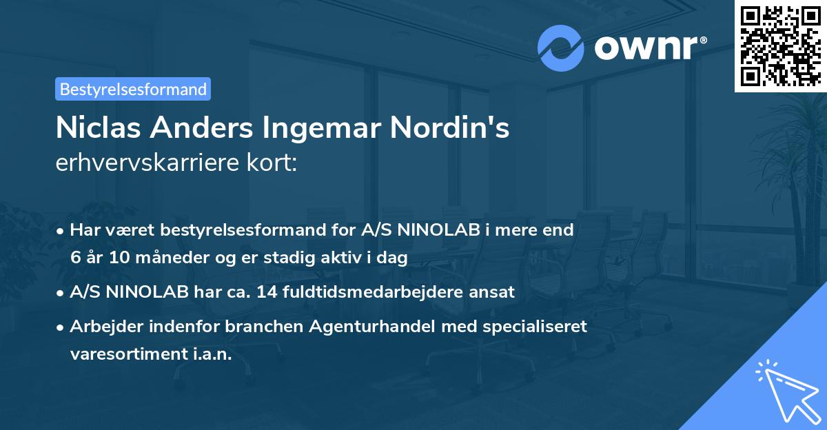 Niclas Anders Ingemar Nordin's erhvervskarriere kort