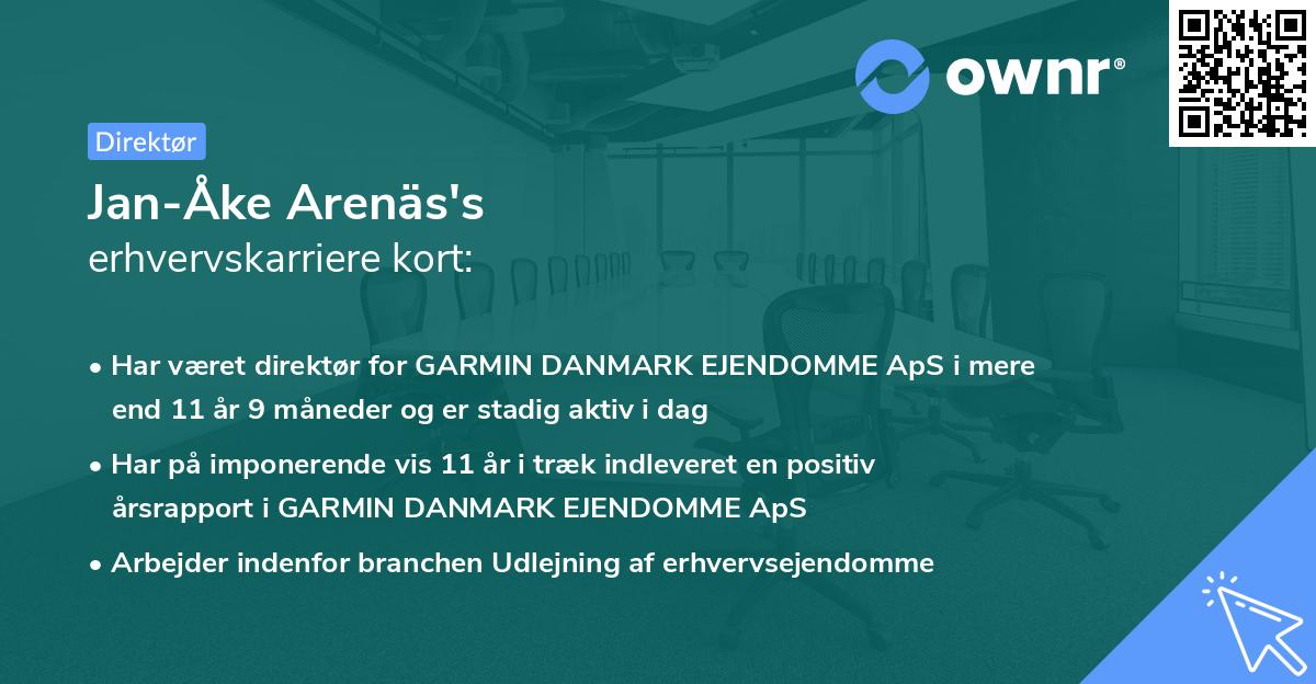 Jan-Åke Arenäs's erhvervskarriere kort