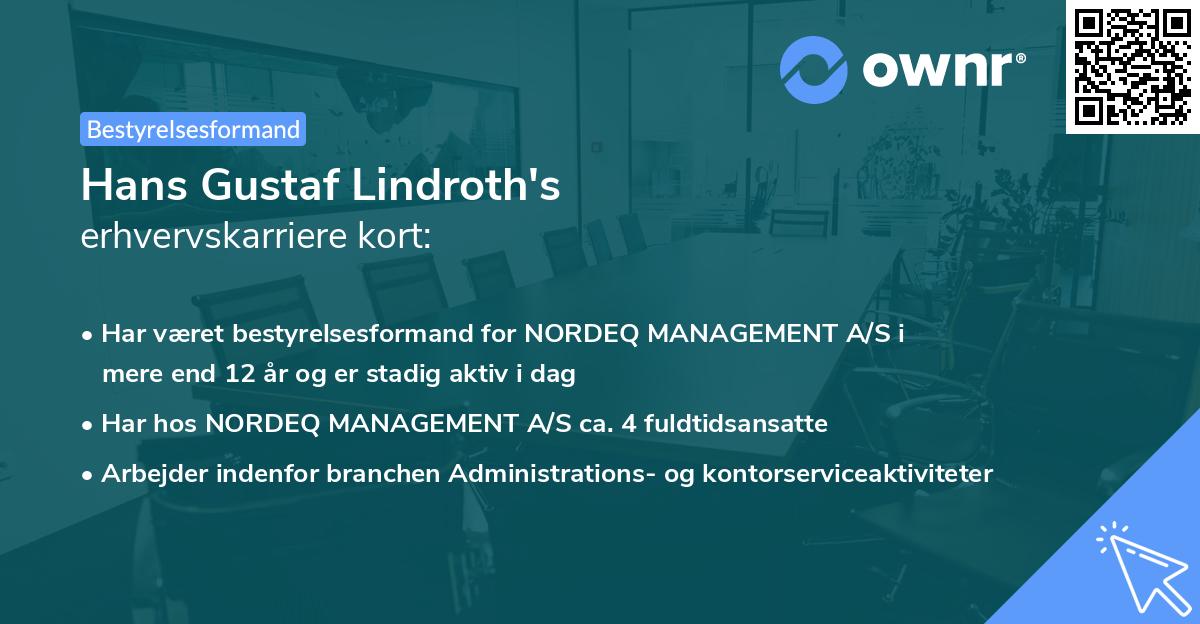 Hans Gustaf Lindroth's erhvervskarriere kort