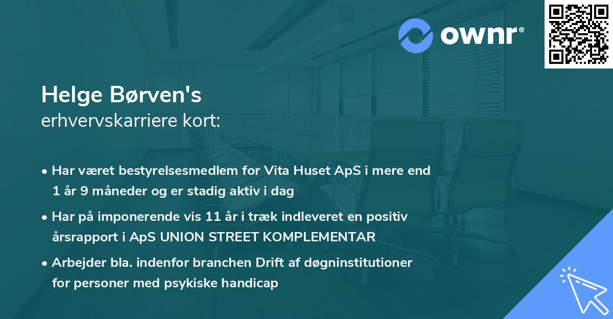 Helge Børven's erhvervskarriere kort