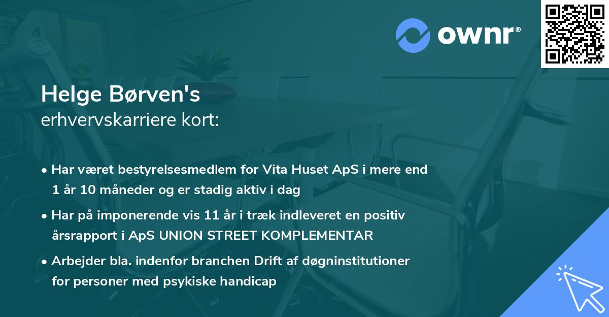 Helge Børven's erhvervskarriere kort