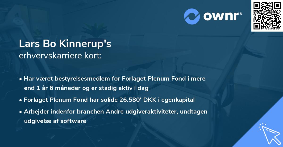 Lars Bo Kinnerup's erhvervskarriere kort