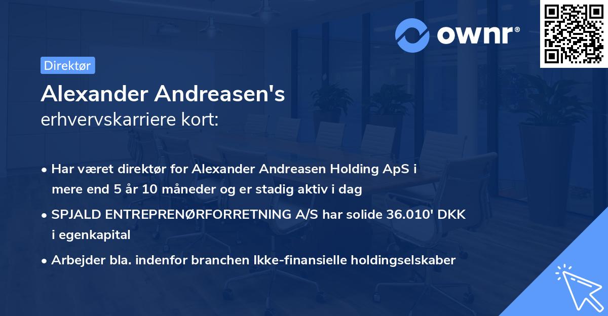 Alexander Andreasen's erhvervskarriere kort