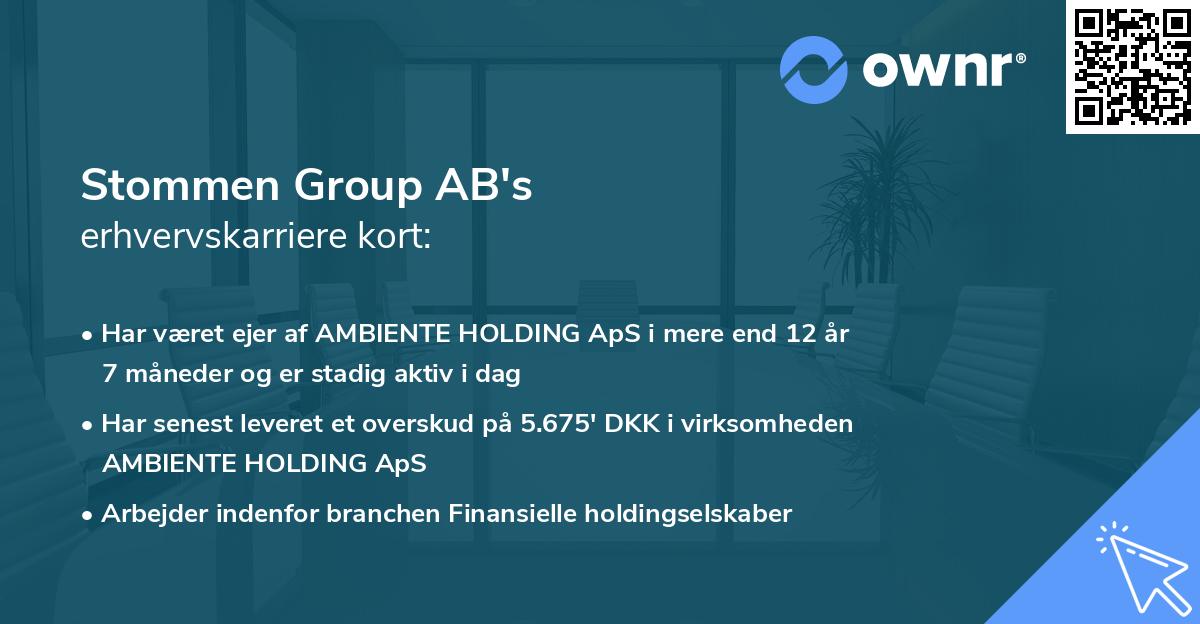 Stommen Group AB's erhvervskarriere kort