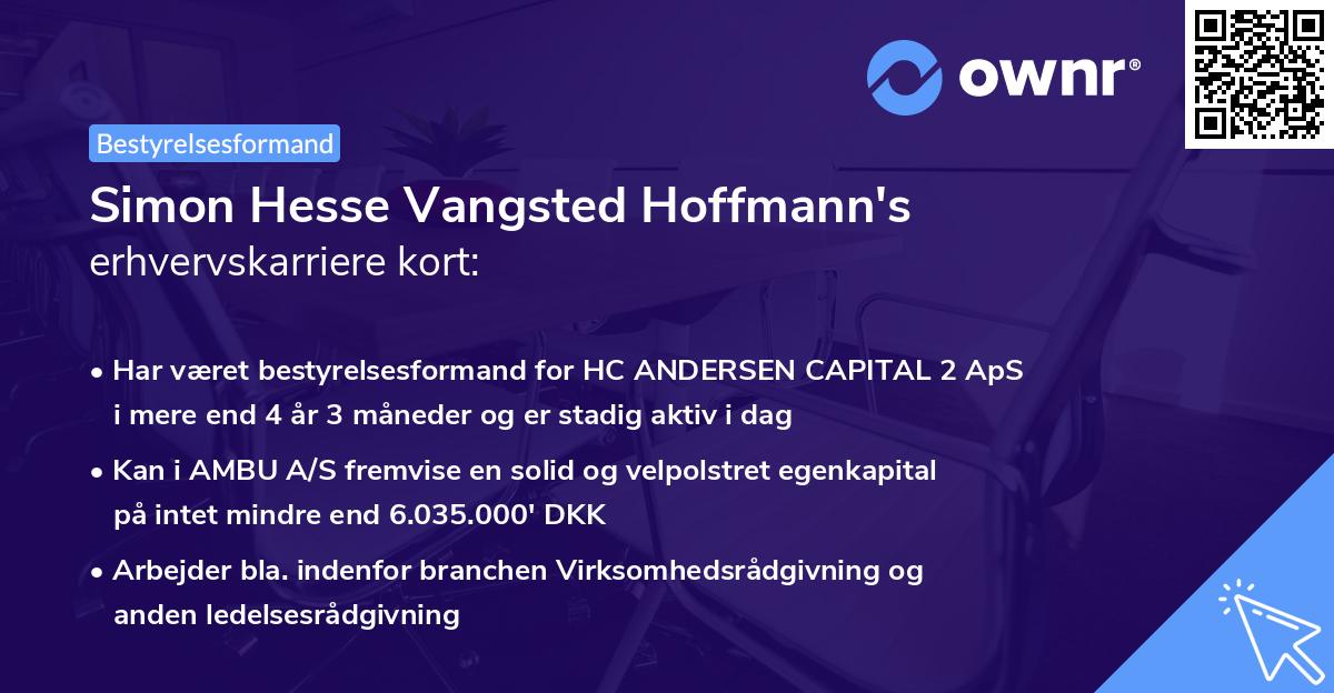 Simon Hesse Vangsted Hoffmann's erhvervskarriere kort
