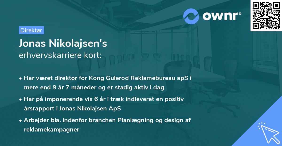 Jonas Nikolajsen's erhvervskarriere kort