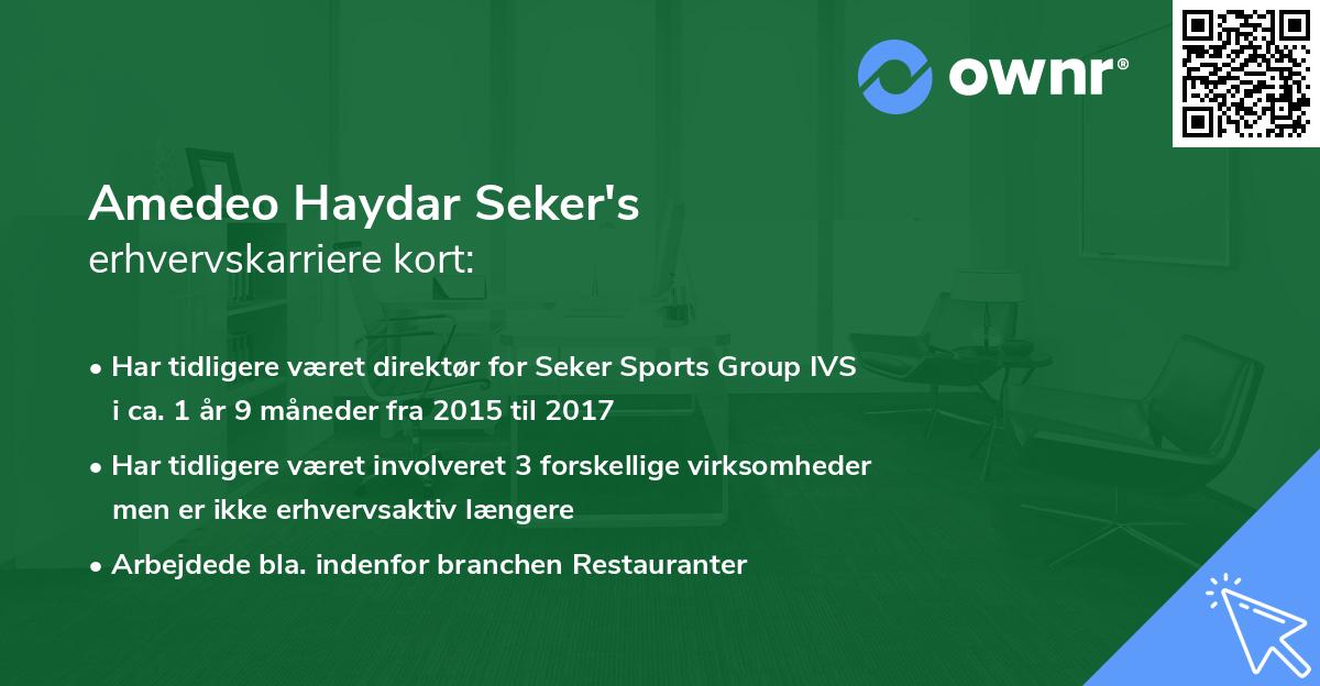 Amedeo Haydar Seker's erhvervskarriere kort