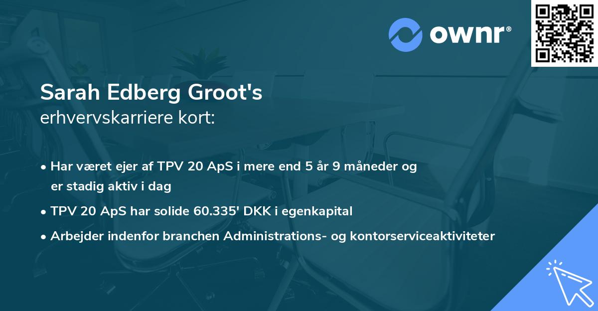 Sarah Edberg Groot's erhvervskarriere kort