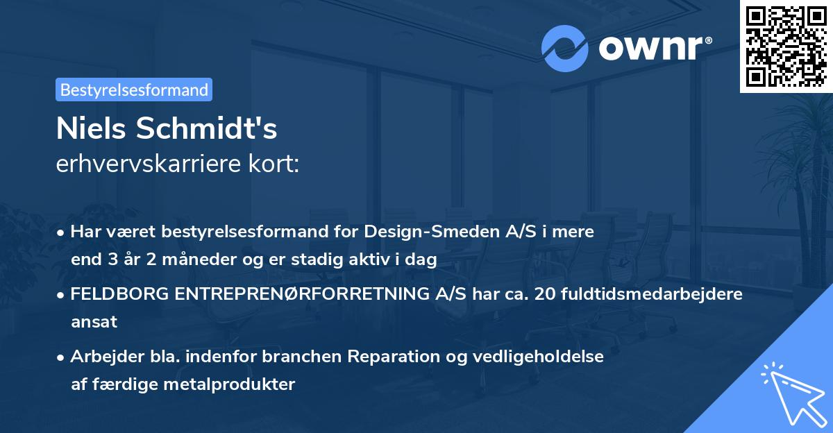 Niels Schmidt's erhvervskarriere kort