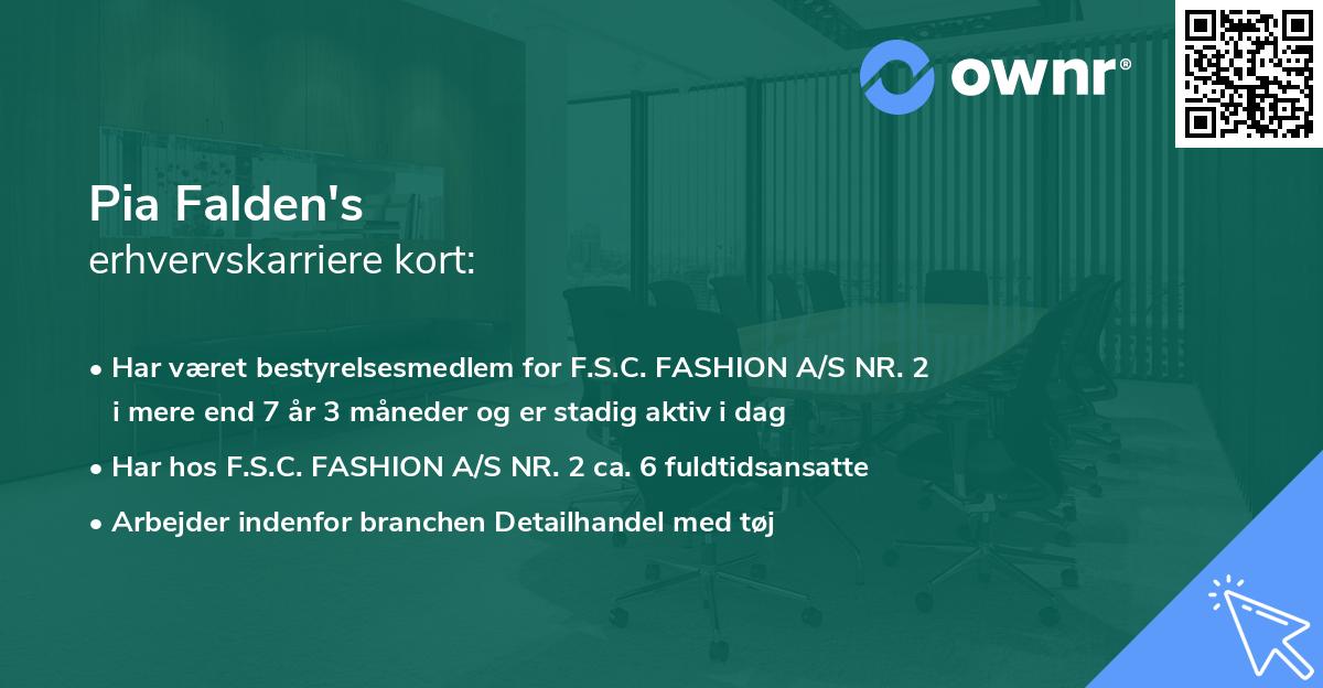 Pia Falden's erhvervskarriere kort