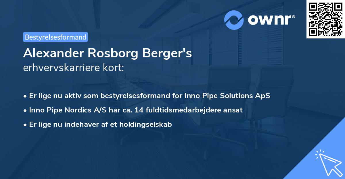 Alexander Rosborg Berger's erhvervskarriere kort