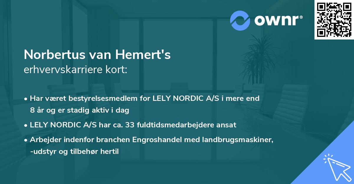 Norbertus van Hemert's erhvervskarriere kort