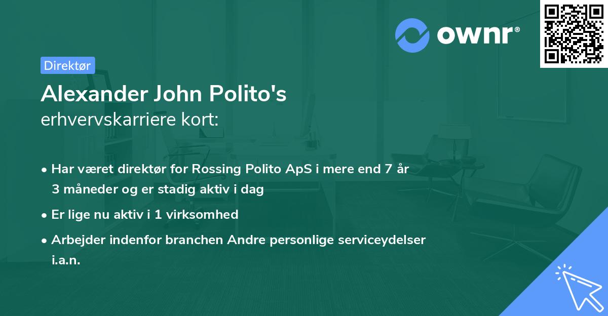 Alexander John Polito's erhvervskarriere kort