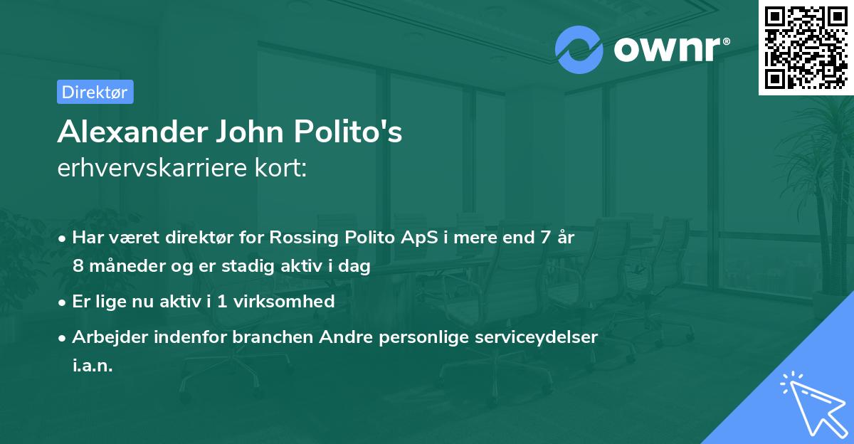 Alexander John Polito's erhvervskarriere kort