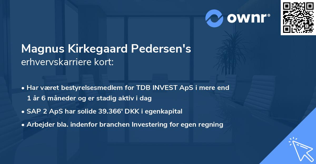 Magnus Kirkegaard Pedersen's erhvervskarriere kort