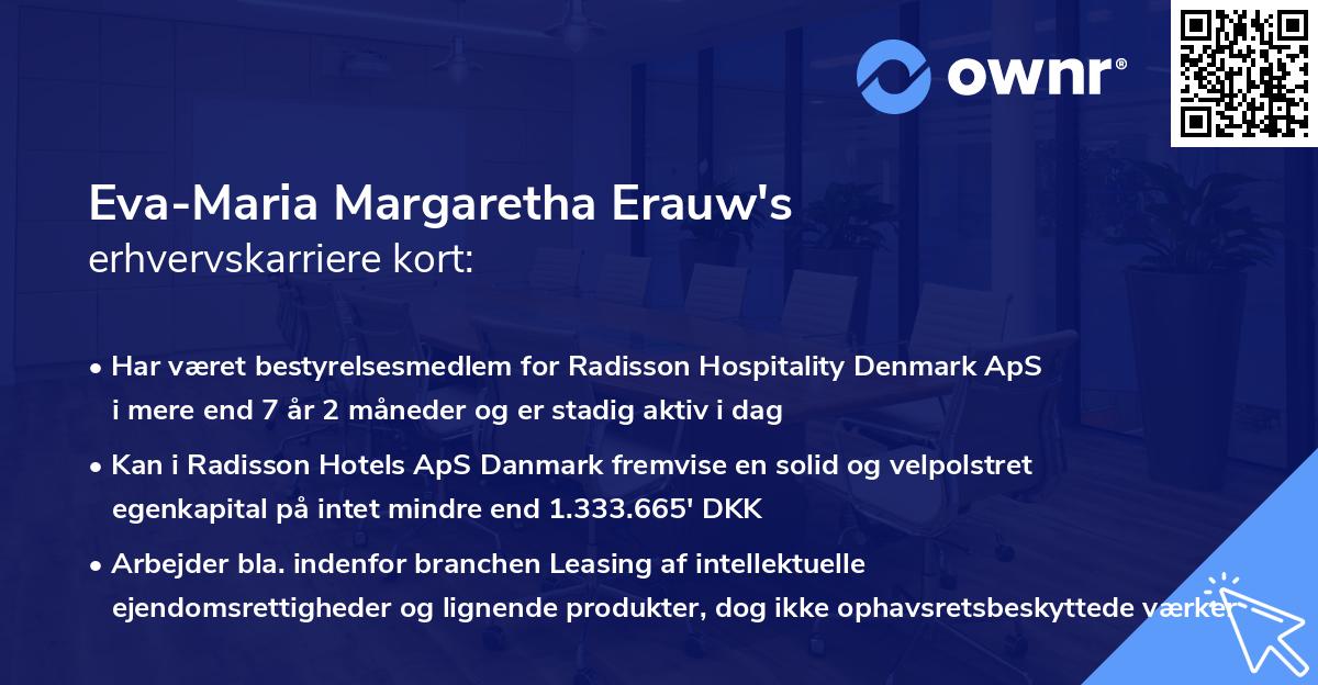 Eva-Maria Margaretha Erauw's erhvervskarriere kort