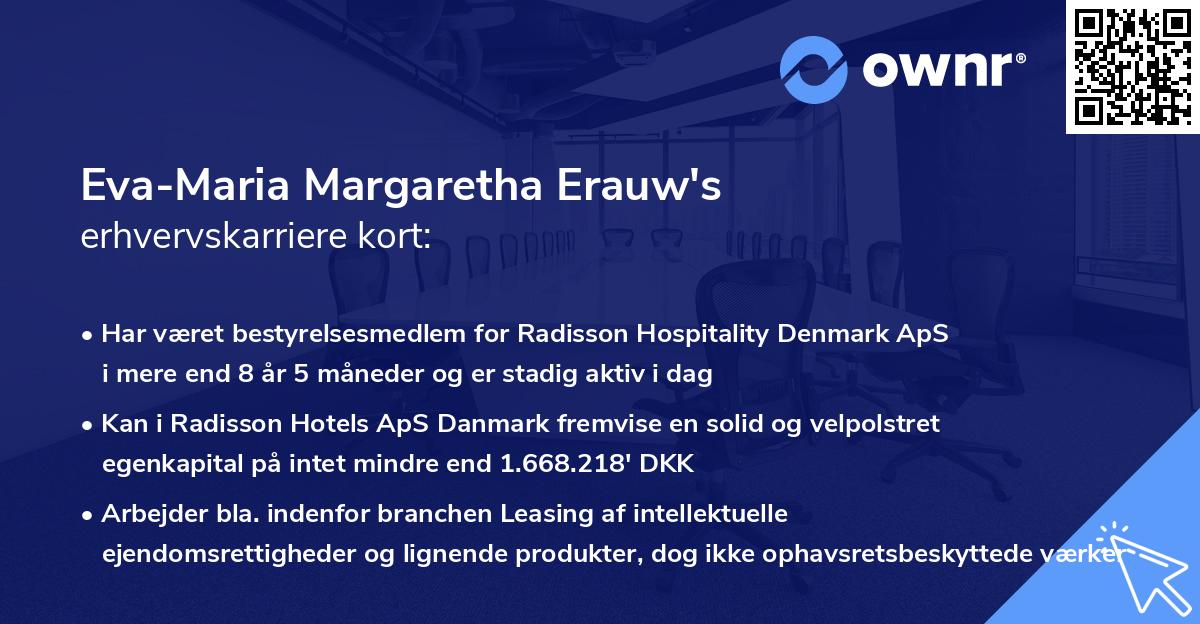 Eva-Maria Margaretha Erauw's erhvervskarriere kort