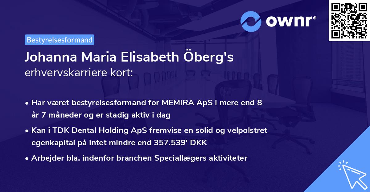 Johanna Maria Elisabeth Öberg's erhvervskarriere kort
